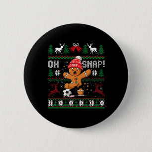 Badge Rond 5 Cm Oh Snap Soccer Gingerbreadman Noël Xmas laid 