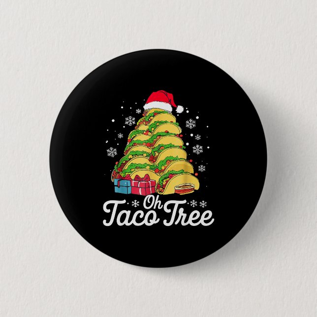 Badge Rond 5 Cm Oh Taco Tree Christmas Cute Xmas Mexican Food Love (Devant)