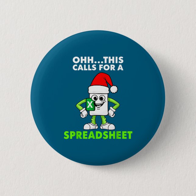 Badge Rond 5 Cm Oh This Calls For A Spreadsheet Excel Christmas Co (Devant)