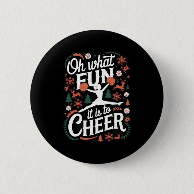 Badge Rond 5 Cm Oh What Fun It Is To Cheer Ugly Cheerleading Xmas  (Devant)