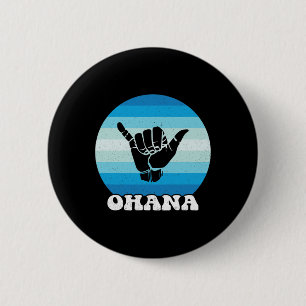Badge Rond 5 Cm Ohana Hawaii Hi Aloha île hawaïenne Shaka Rétro 