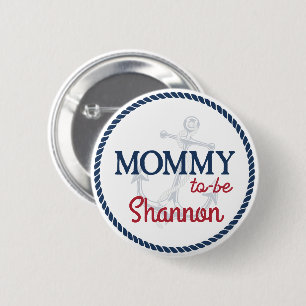 Badge Rond 5 Cm Ohé C'est un Garçon Baby Shower Marin Maman en Rou