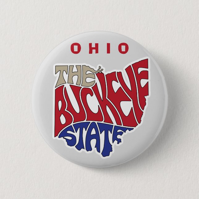 Badge Rond 5 Cm Ohio surnom Word Art (Devant)