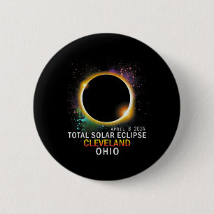 Badge Rond 5 Cm Ohio Total Éclipse Solaire 8 avril 2024