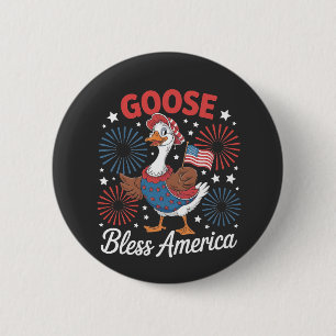 Badge Rond 5 Cm Oie Bless America Goose Bird 4 juillet