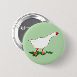 Badge Rond 5 Cm oie de la ferme blanche