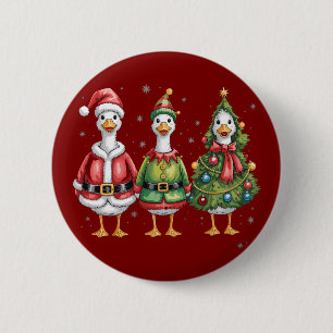 Badge Rond 5 Cm Oie de Noël vintage Santa Duck Oie Idiote