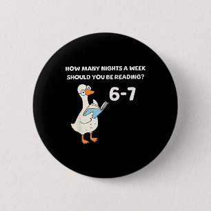 Badge Rond 5 Cm Oie drôle lisant 67 Six Sept Mème Professeur Livre