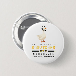 Badge Rond 5 Cm Oie personnalisée de répartiteur 911 avec casque