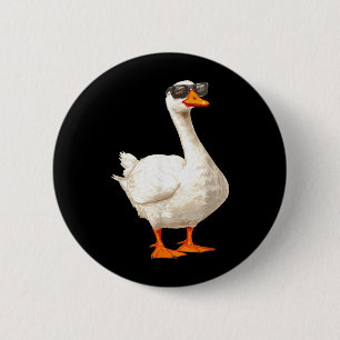 Badge Rond 5 Cm Oie ridicule canard portant des lunettes de soleil
