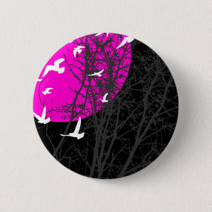 Badge Rond 5 Cm oiseau à silhouette