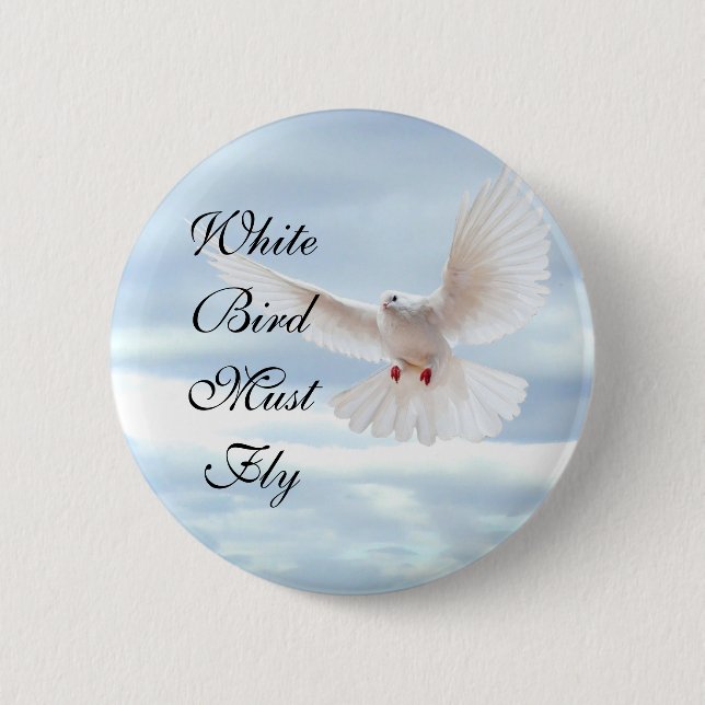 Badge Rond 5 Cm Oiseau blanc (Devant)