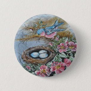 Badge Rond 5 Cm Oiseau bleu