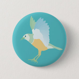 Badge Rond 5 Cm oiseau (bleu)