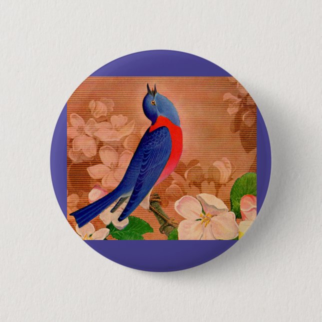 Badge Rond 5 Cm oiseau bleu du bonheur (Devant)