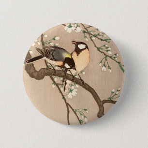 Badge Rond 5 Cm Oiseau chevalier asiatique japonais