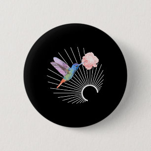 Badge Rond 5 Cm Oiseau Colibri Aquarelle Art Floral Colibri