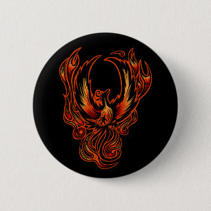 Badge Rond 5 Cm Oiseau De Feu