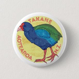 Badge Rond 5 Cm Oiseau de Takahe NZ