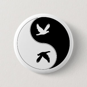 Badge Rond 5 Cm Oiseau de Yin Yang