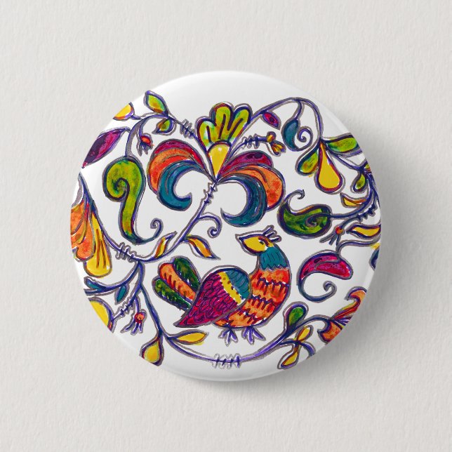 Badge Rond 5 Cm Oiseau du Nord de Russie (Devant)