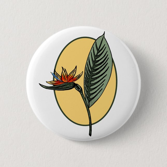 Badge Rond 5 Cm Oiseau du Paradis (Devant)
