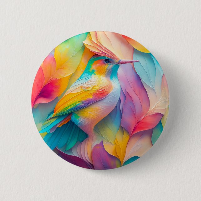 Badge Rond 5 Cm Oiseau en soie de fantaisie (Devant)