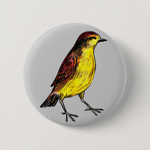 Badge Rond 5 Cm Oiseau jaune canari
