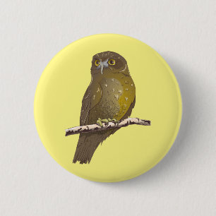 Badge Rond 5 Cm Oiseau Morepork RURU NZ