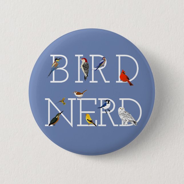 Badge Rond 5 Cm Oiseau Nerd deux (Devant)
