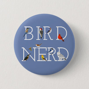 Badge Rond 5 Cm Oiseau Nerd deux