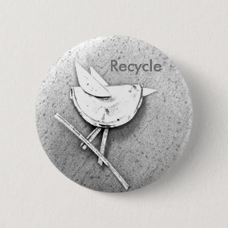 Badge Rond 5 Cm Oiseau Recyclé