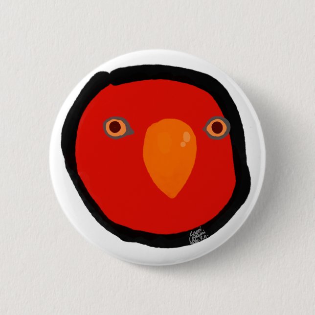 Badge Rond 5 Cm Oiseau rouge "GUMI" (Devant)