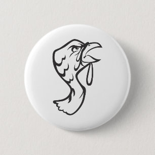 Badge Rond 5 Cm Oiseau sauvage de la Turquie en noir et blanc