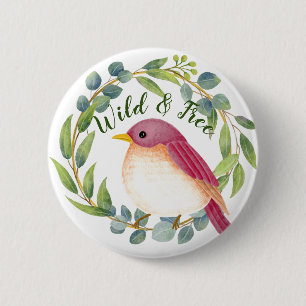 Badge Rond 5 Cm Oiseau sauvage et chanteur gratuit