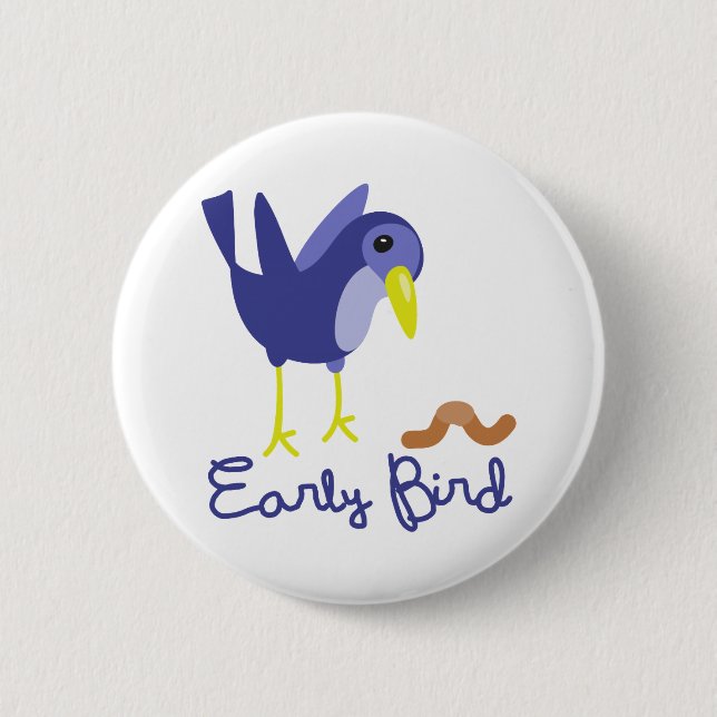 Badge Rond 5 Cm Oiseau tôt (Devant)