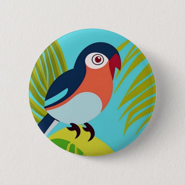 Badge Rond 5 Cm Oiseau tropical (Devant)