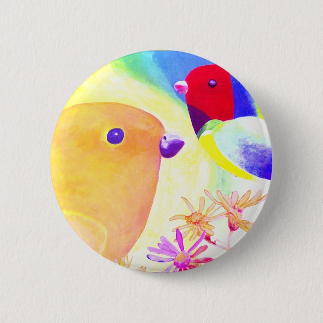 Badge Rond 5 Cm Oiseaux brillants Tie-Dye (Devant)