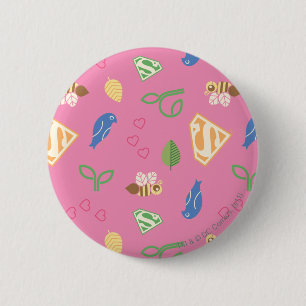 Badge Rond 5 Cm Oiseaux de Supergirl et le rose d'abeilles