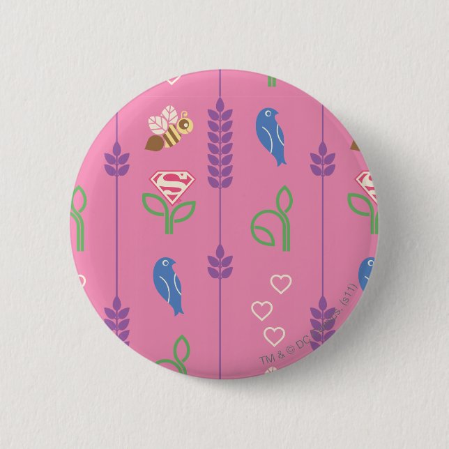 Badge Rond 5 Cm Oiseaux superfilles, abeilles, arbres (Devant)
