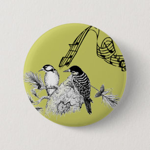 Badge Rond 5 Cm Oiseaux vintages