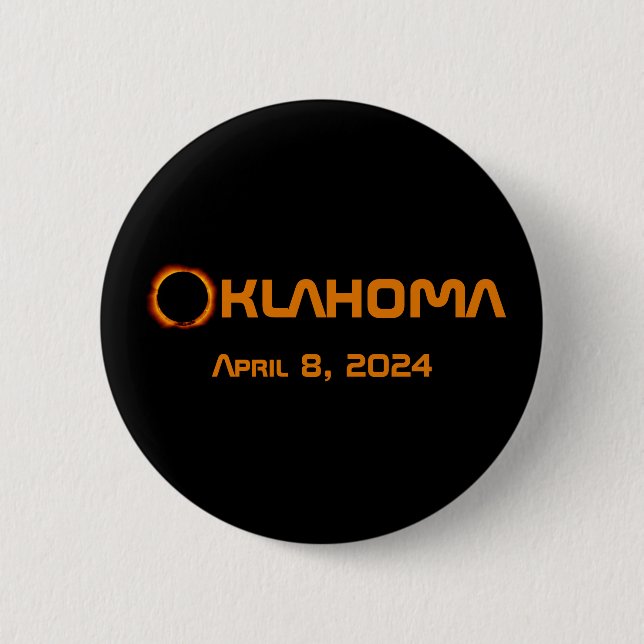 Badge Rond 5 Cm Oklahoma 2024 Éclipse solaire totale (Devant)