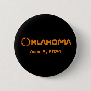 Badge Rond 5 Cm Oklahoma 2024 Éclipse solaire totale