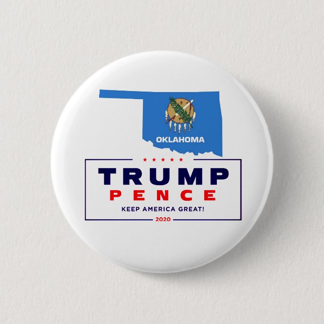 Badge Rond 5 Cm Oklahoma pour Trump Pence 2020 (Devant)