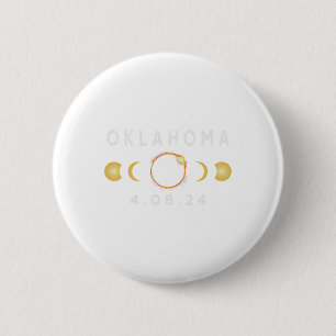 Badge Rond 5 Cm Oklahoma Total Éclipse Solaire Avril 8 2024 Solair