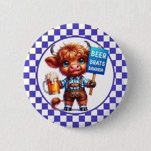 Badge Rond 5 Cm Oktoberfest Highland Cow