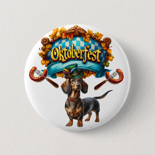Badge Rond 5 Cm Oktoberfest Wiener Dog 