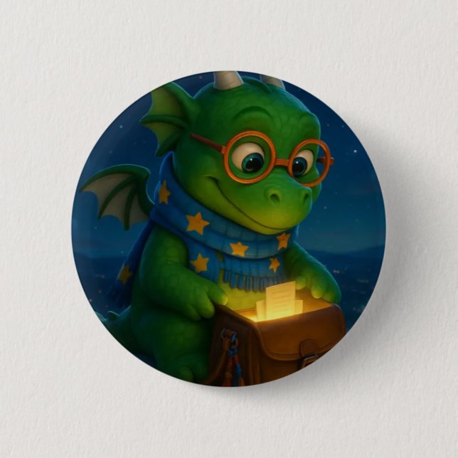 Badge Rond 5 Cm Olbas le dragon amical (Devant)