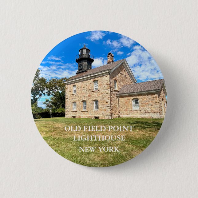 Badge Rond 5 Cm Old Field Point Lighthouse, bouton New York (Devant)