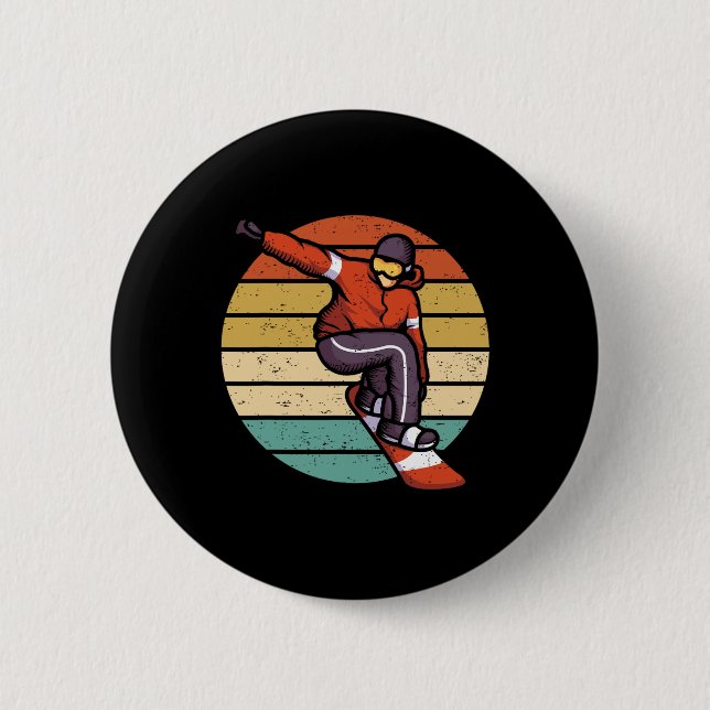 Badge Rond 5 Cm Old School Snowboard - Snowboard (Devant)